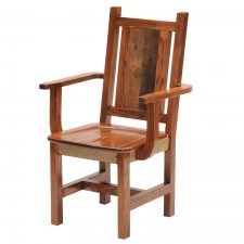 B16150-AO Barnwood Dining Arm chair Contoured Wooden Seat an