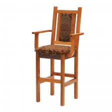 B16321 Barnwood Upholstered Bar stool with backrest & Arms 3