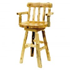 16310 Cedar Log Counter Stool- with Arms 24in Seat Height