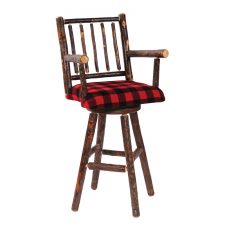 86570 Hickory Swivel Counter Stool with Arms and Upholstered