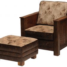 BW2450-01 Barnwood Lounge Chair -BW2450-09 Ottoman Fabric Wh